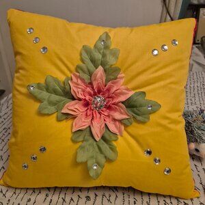 Handmade 16X16 Floral Throw Decorative Pillow .